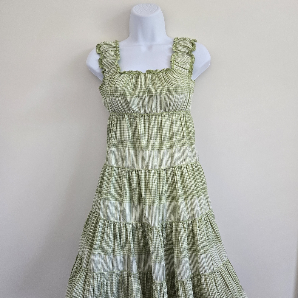 MSSP Green checker patterned dress